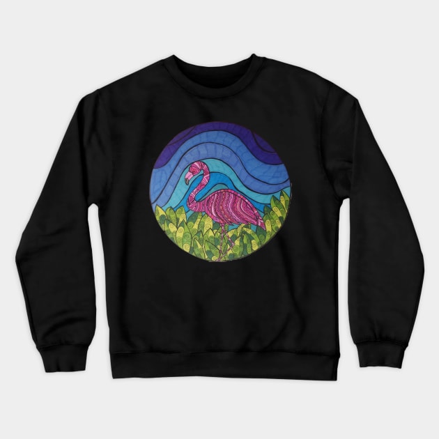 Flamingo Crewneck Sweatshirt by Waterink Studio